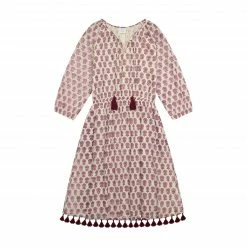 Mer St. Barth Solange Women's Pop Over Dress Aubergine Block Print Wear