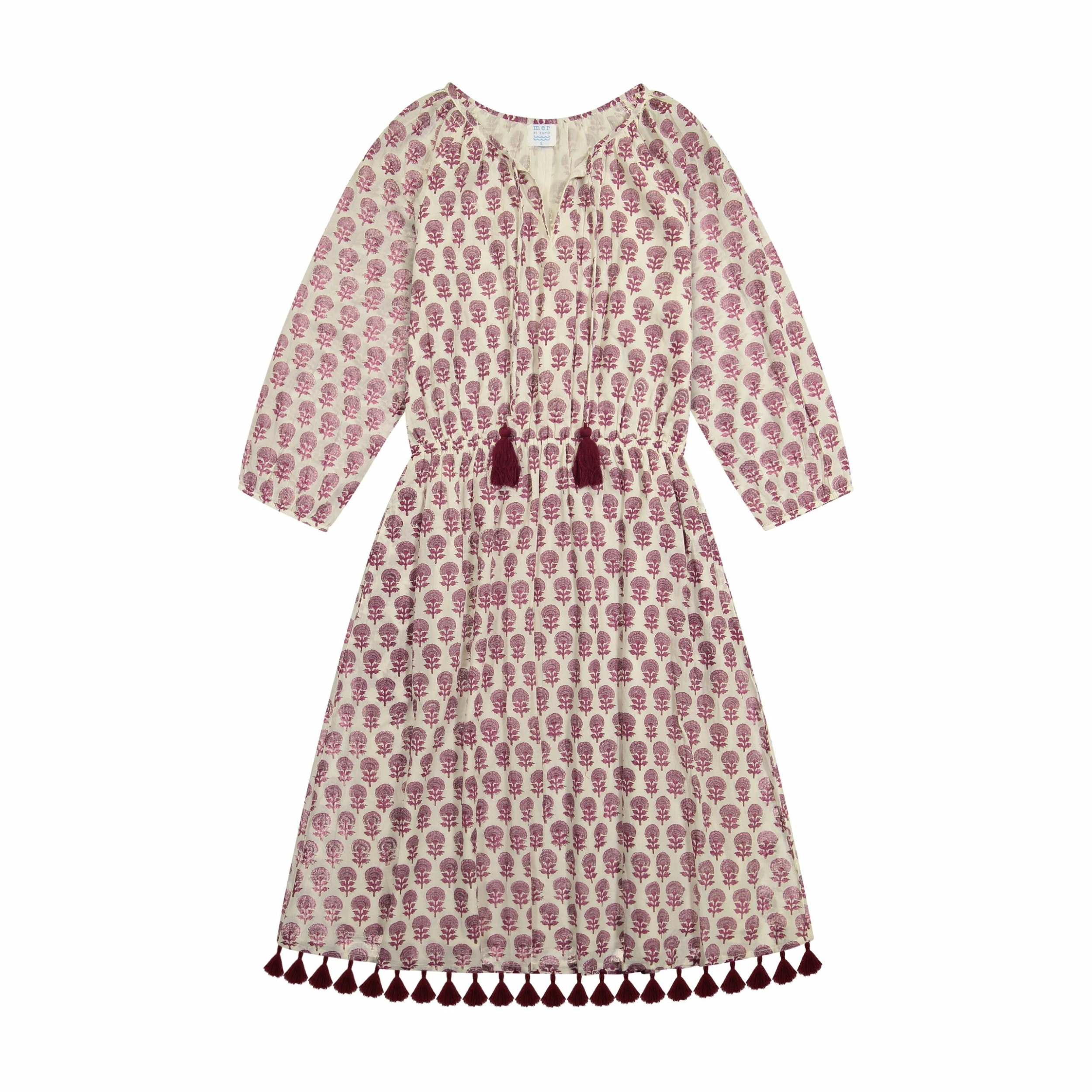 Mer St. Barth Solange Women's Pop Over Dress Aubergine Block Print Wear 1 Mer St. Barth Solange Women's Pop Over Dress Aubergine Block Print Wear