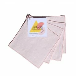 Atelier Saucier Blush Linen Apéritif Cocktail Napkins, Set Of 4 Live