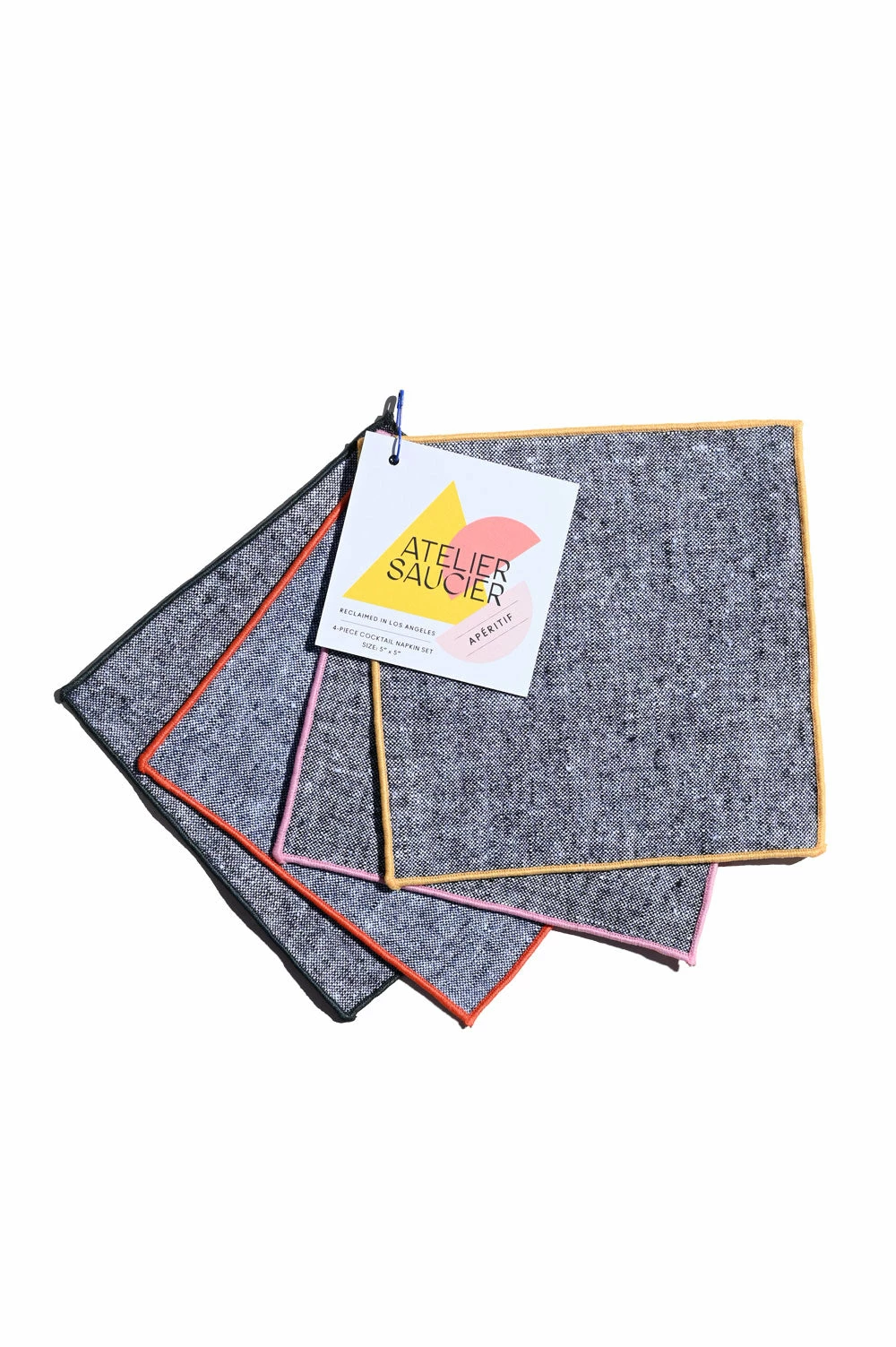Atelier Saucier Live Rainbow Chambray Apéritif Cocktail Napkins, Set Of 4 1 Atelier Saucier Live Rainbow Chambray Apéritif Cocktail Napkins, Set Of 4