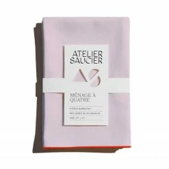 Atelier Saucier Live Blush Linen Orange Napkins, Set Of 4