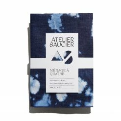 Atelier Saucier Tie-dye Denim Linen Napkins, Set Of 4