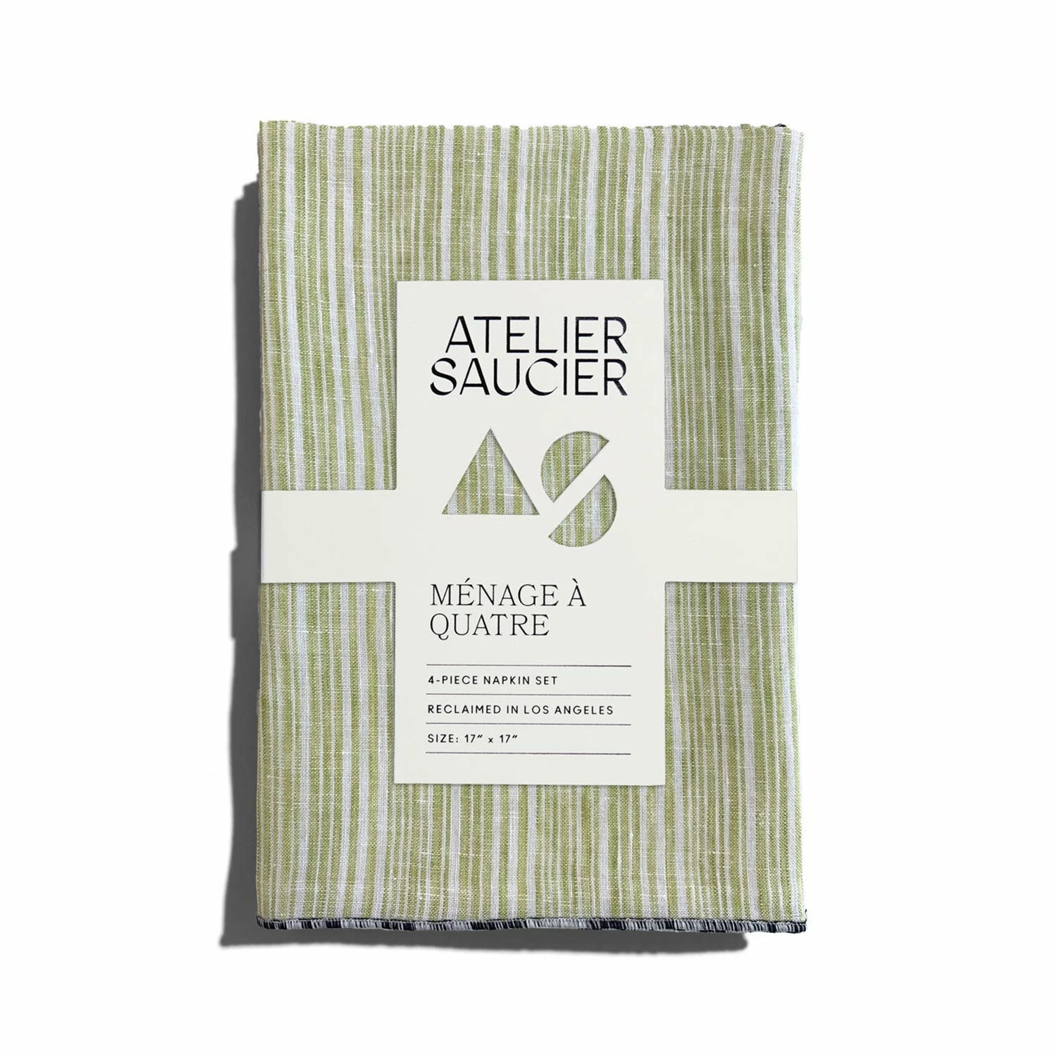 ATELIER SAUCIER Avocado Stripe Napkins, Set Of 4 1 ATELIER SAUCIER Avocado Stripe Napkins, Set Of 4