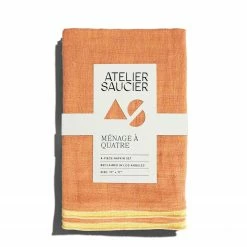 ATELIER SAUCIER Creamsicle Linen Napkins, Set Of 4