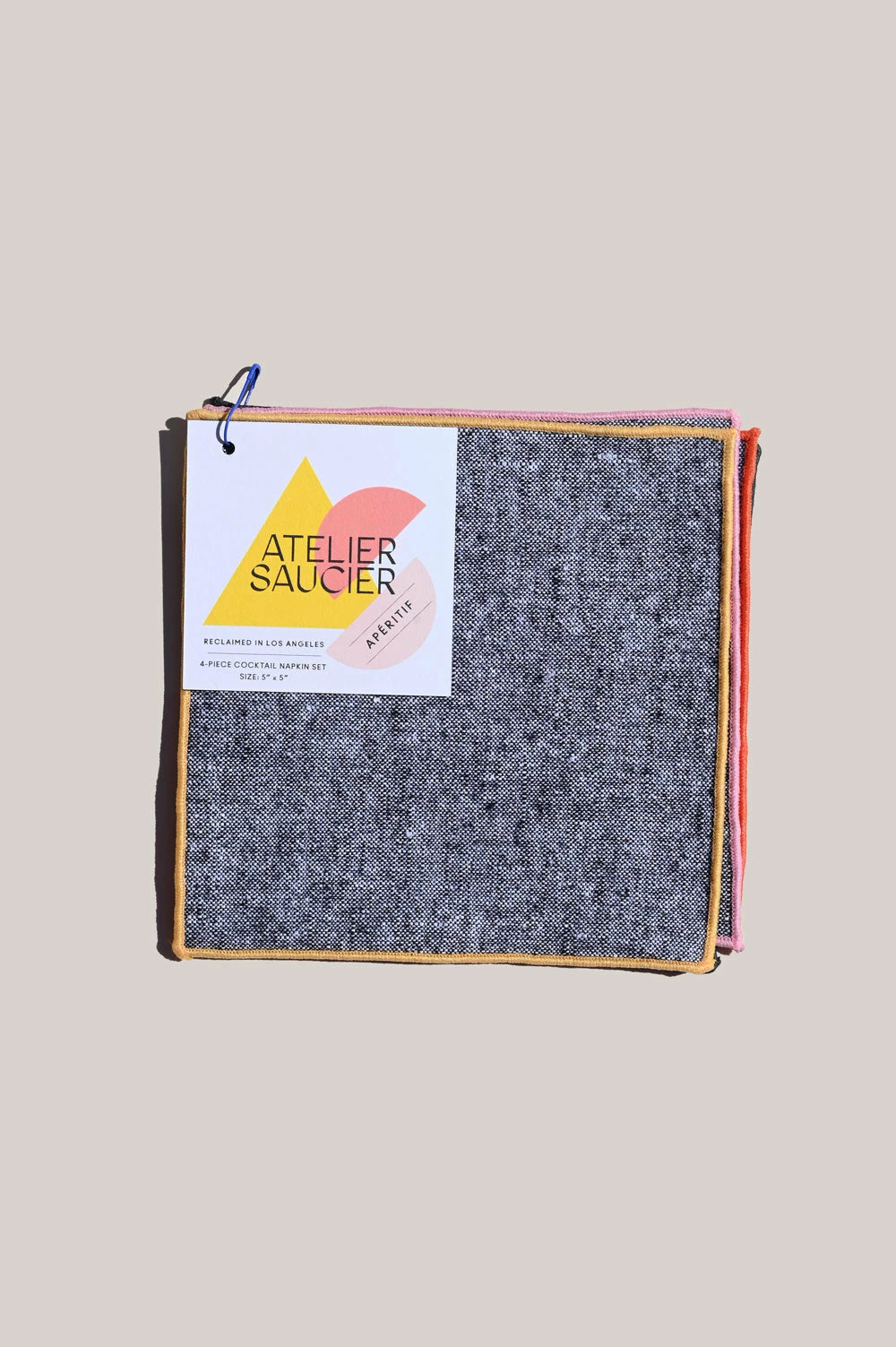 Atelier Saucier Live Rainbow Chambray Apéritif Cocktail Napkins, Set Of 4 4 Atelier Saucier Live Rainbow Chambray Apéritif Cocktail Napkins, Set Of 4