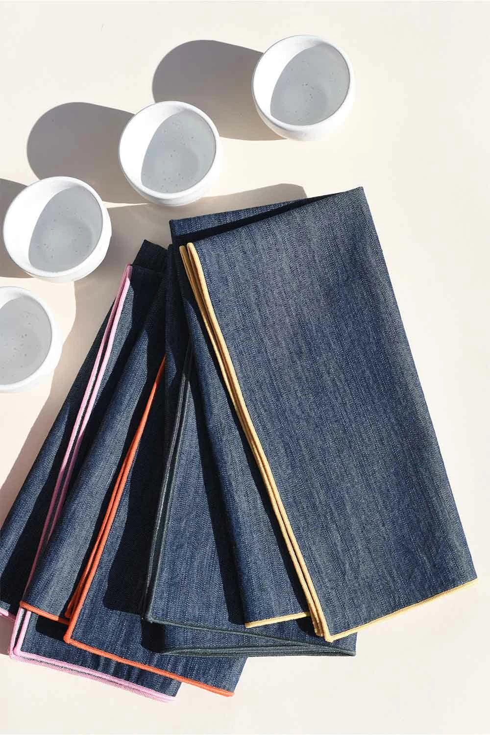 Atelier Saucier Live Rainbow Denim Napkins, Set Of 4 4 Atelier Saucier Live Rainbow Denim Napkins, Set Of 4