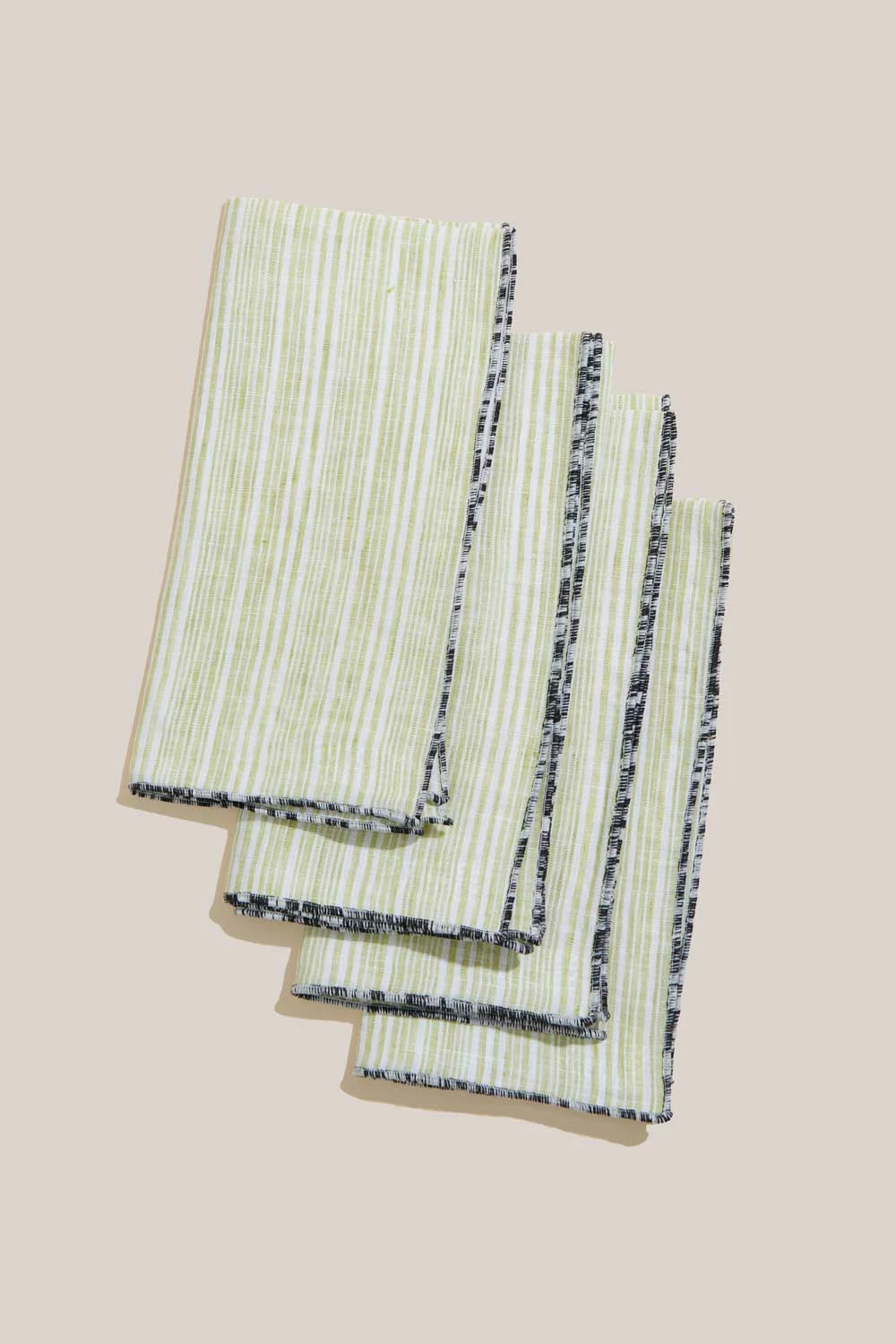 ATELIER SAUCIER Avocado Stripe Napkins, Set Of 4 4 ATELIER SAUCIER Avocado Stripe Napkins, Set Of 4