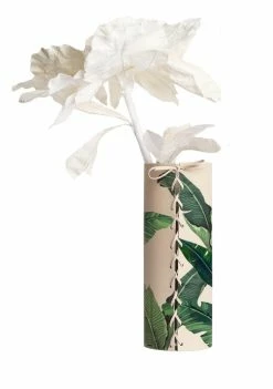 ALEPEL Green Leaves Beige Vase