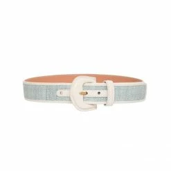Zimmermann Wear Leather & Raffia Woven Belt, Seafoam