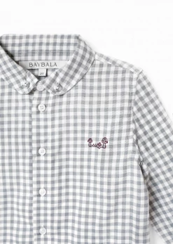 Baybala For Kids Grayson Shirt In Storm Gray Gingham
