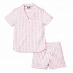 Petite Plume Women's Pink Gingham Short Set Wear