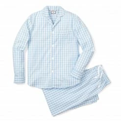 Petite Plume Men's Light Blue Gingham Pajama Set