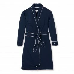 Petite Plume Luxe Pima Cotton Navy Robe Wear