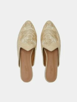 Le Monde Béryl Wear Venetian Mule In Embroidered Sand Raffia