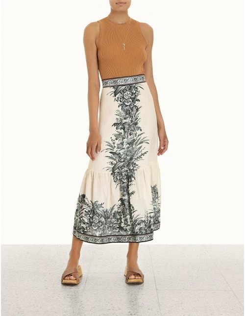 Zimmermann Moonshine Frill Hem Midi Skirt, Cream Lily Skirts 2 Zimmermann Moonshine Frill Hem Midi Skirt, Cream Lily Skirts