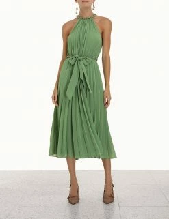 Zimmermann Sunray Pleat Midi Dress, Sage