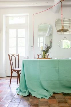 Madame De La Maison Mint Linen Tablecloth 260 X 350