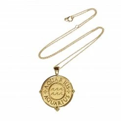 Jane Win AQUARIUS JW Zodiac Pendant Coin (Jan 20 - Feb 18) Wear