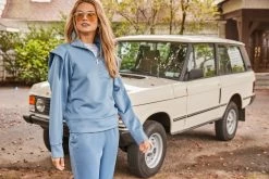 Addison Bay Wear Chester Long Sleeve, White/Slate Blue Stripes