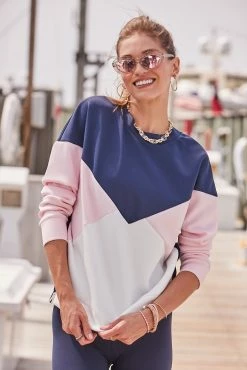 Addison Bay Ridley Crewneck, Pink/Navy/White Wear