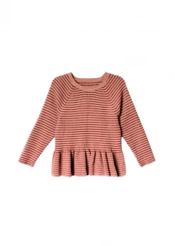 Baybala For Kids Belle Sweater In Peachy Pink Stripe