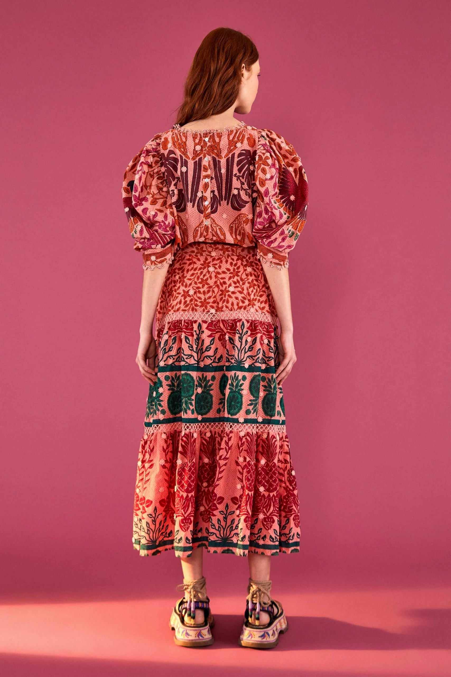 Farm Rio Maxi Skirt, Pink Ainika Print Macaws 6 Farm Rio Maxi Skirt, Pink Ainika Print Macaws