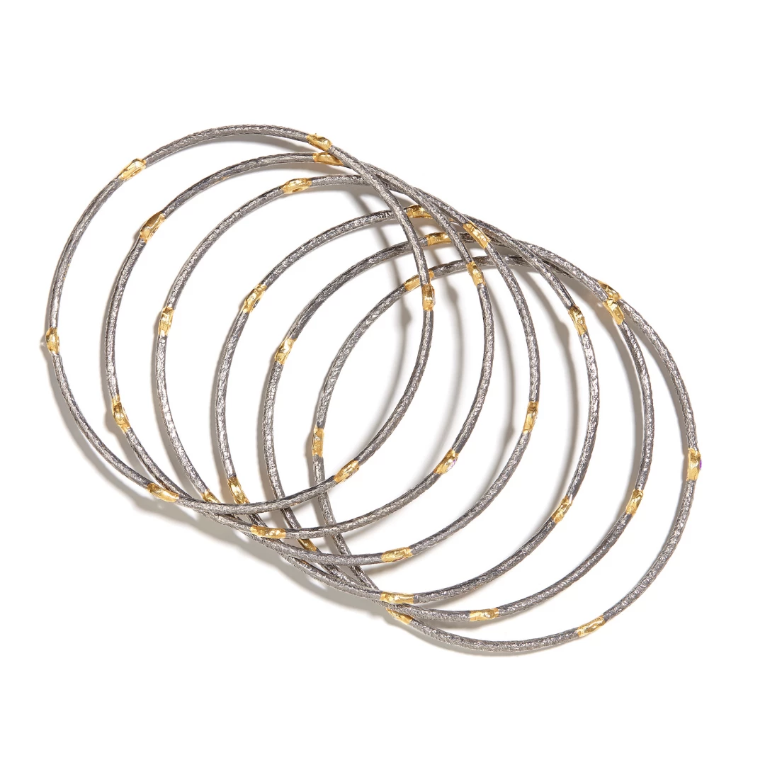 Le Monde Béryl Bangle With Champagne Diamonds And Gemstones Wear 2 Le Monde Béryl Bangle With Champagne Diamonds And Gemstones Wear