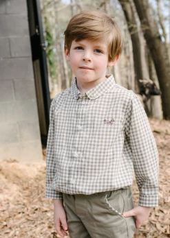 Baybala For Kids Grayson Shirt In Storm Gray Gingham