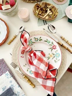 Maison De Vacances Gingham Napkin, Geranium/Noir