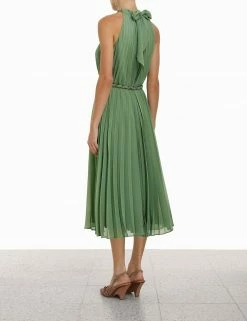 Zimmermann Sunray Pleat Midi Dress, Sage