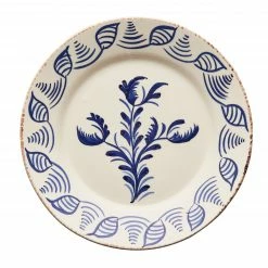 Only On The Avenue Casa Nuno Blue And White Dinner Plate, 3 Flowers/Shells, Set Of 4