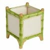 Only On The Avenue Bamboo Cachepot, Green/White/Gold, Small