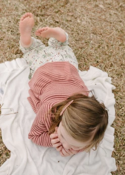 Baybala For Kids Belle Sweater In Peachy Pink Stripe