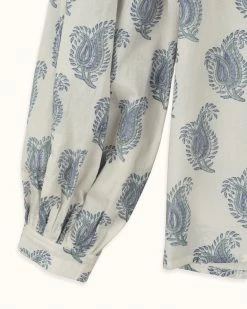 OPHELIA & INDIGO Wear Lily Top Blue Paisley Block Print