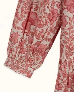OPHELIA & INDIGO Wear Chloe Dress Pink Dianthus Block Print
