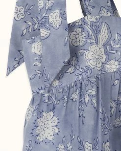OPHELIA & INDIGO Wear Lottie Top Blue Floral Block Print