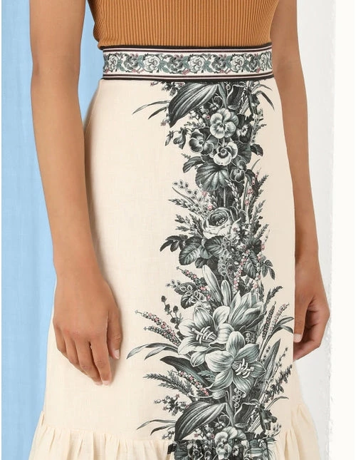 Zimmermann Moonshine Frill Hem Midi Skirt, Cream Lily Skirts 4 Zimmermann Moonshine Frill Hem Midi Skirt, Cream Lily Skirts