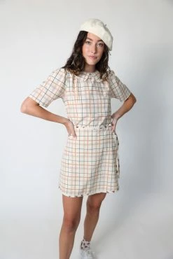Byrdie Golf Social Wear Lena Wrap Skort, Pink Plaid