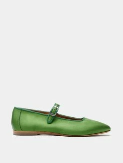 Le Monde Béryl Wear Mary Jane In Moss Green Satin