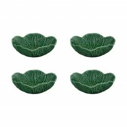 Bordallo Pinheiro Cabbage Bowl 13 Oz Green, Set Of 4