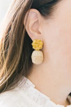 M Donohue Collection Wear Liz Yellow Rattan Ball Earrings
