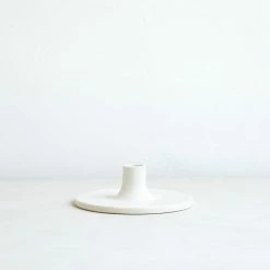 The Floral Society Live Ceramic Taper Holder, Matte White Wide