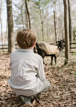 Baybala For Kids Grayson Shirt In Storm Gray Gingham