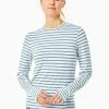 Addison Bay Wear Chester Long Sleeve, White/Slate Blue Stripes