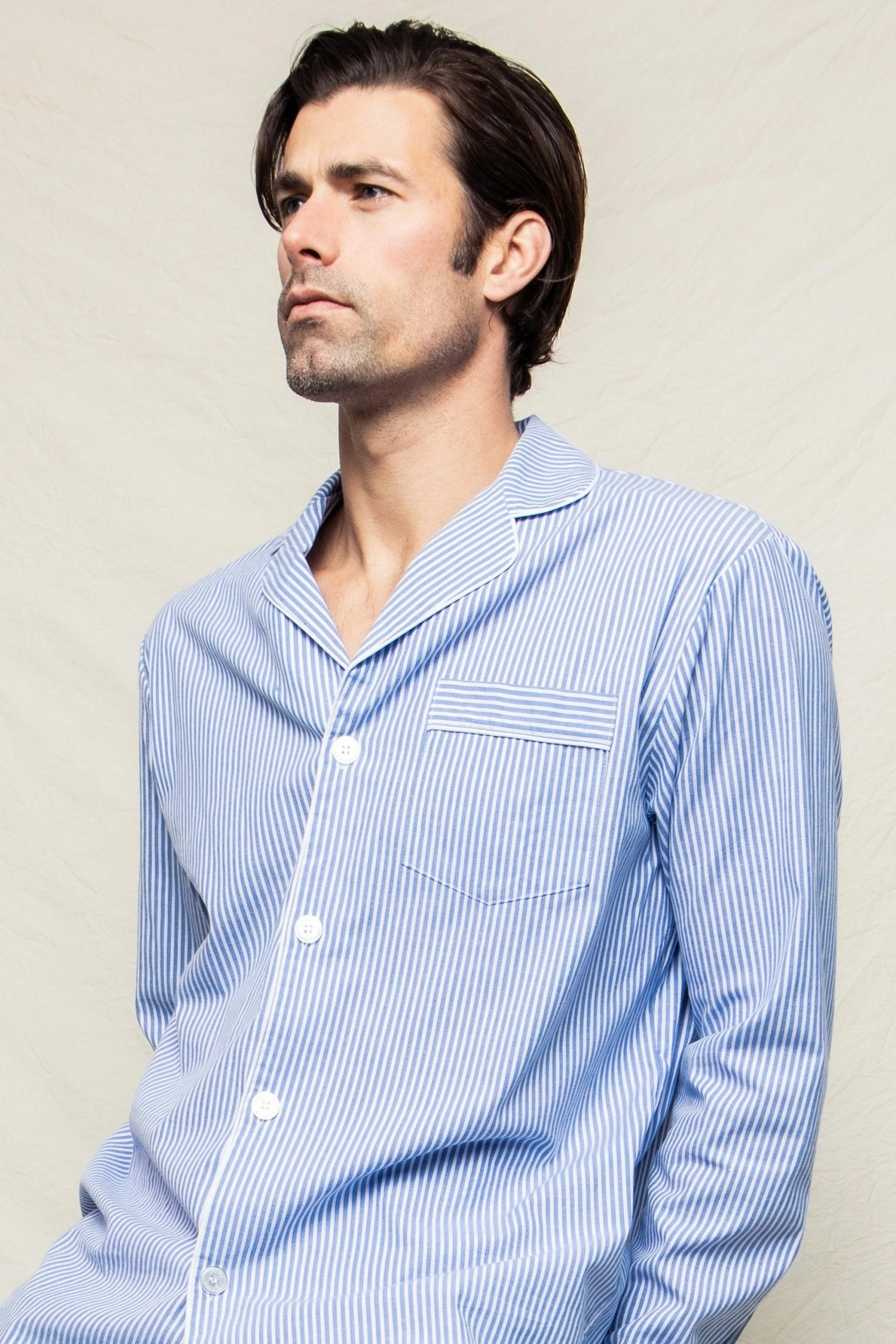 Petite Plume Wear Men's French Blue Seersucker Pajama Set 3 Petite Plume Wear Men's French Blue Seersucker Pajama Set