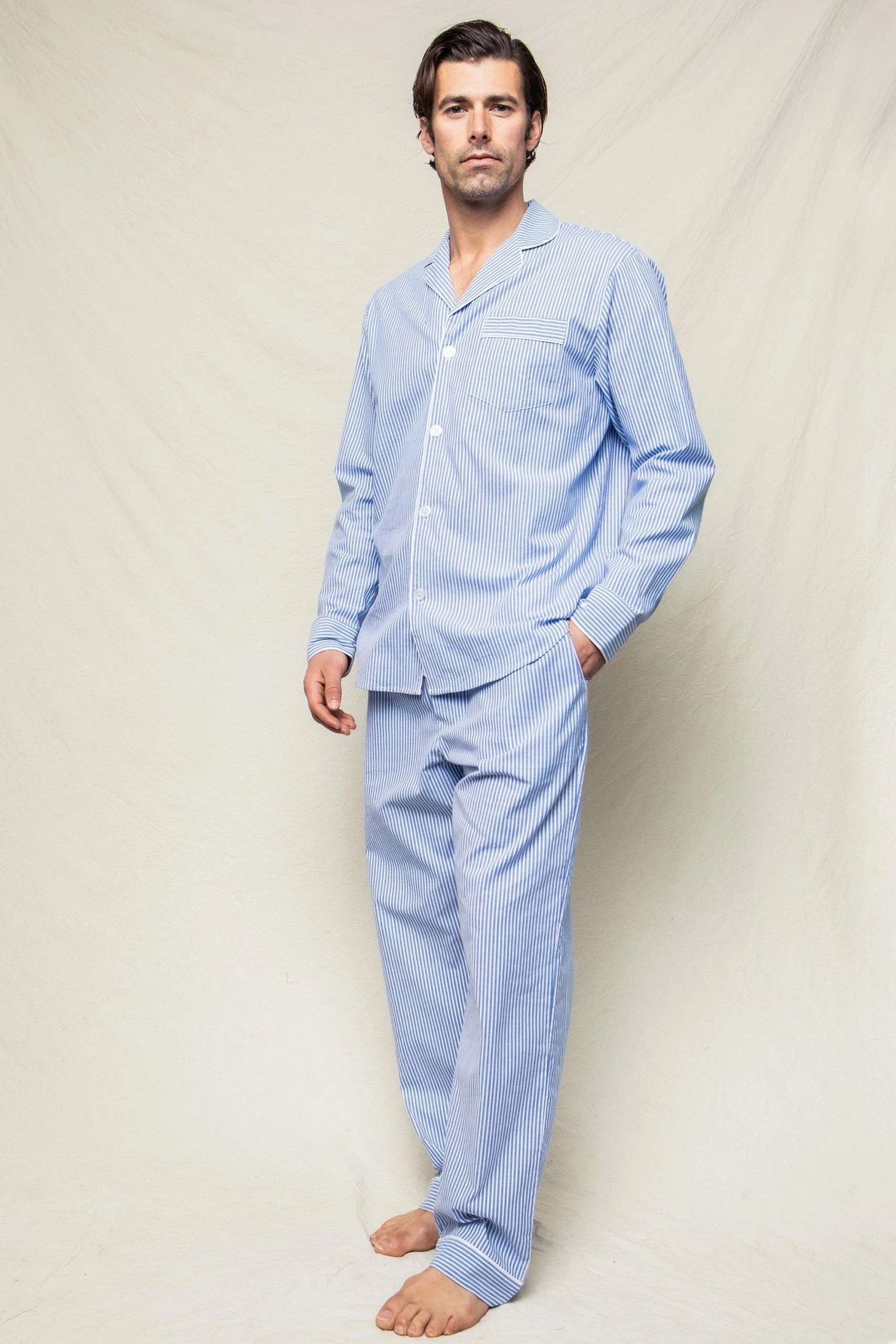Petite Plume Wear Men's French Blue Seersucker Pajama Set 2 Petite Plume Wear Men's French Blue Seersucker Pajama Set