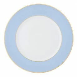 Augarten Porcelain Charger Plate 32 Cm With Slim Gold Rim Light Blue Dinnerware