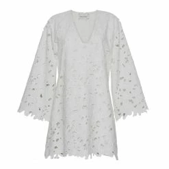 Cara Cara Annabelle Dress, Scalloped Floral Eyelet White