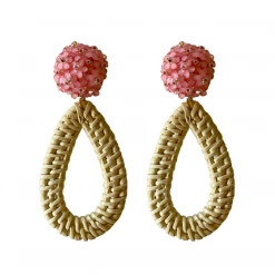 M Donohue Collection Ava Pink Rattan Earrings