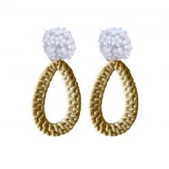 M Donohue Collection Ava White Rattan Teardrop